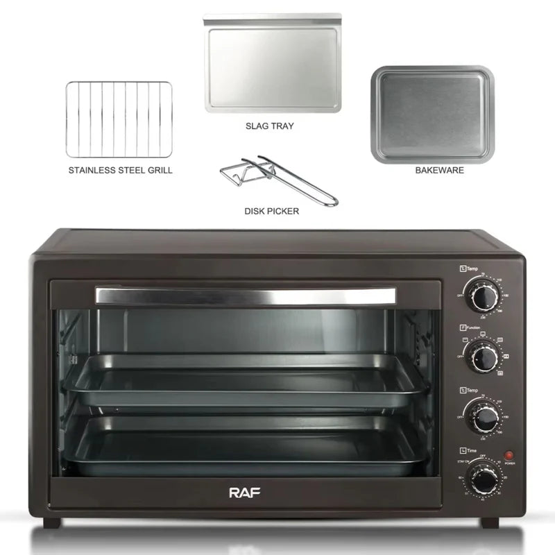 Horno Eléctrico 38L 1700W, Puerta De Vidrio, 3 Modos, Calor Uniforme, Control Temperatura. Horno Tostador R.95316-110 RAF