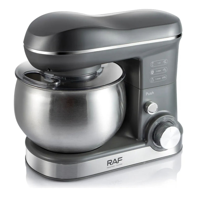 Batidora De Pie 5L 1800W 110V/60Hz 6 Velocidades Con Bowl Función Pulso Incluye Accesorios. Mezcladora RAF R.96617B-110 RAF