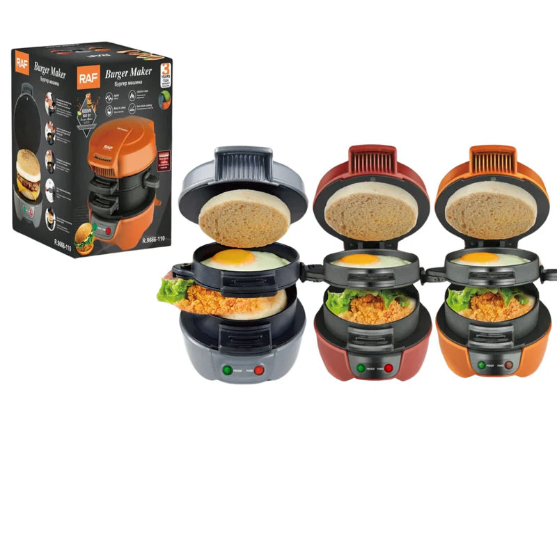 Tostadora Para Hamburguesas Y Muffins 600W Con Placas Antiadherentes. 110V /60Hz. Tostadora Para Sandwiches R.9666-110 RAF