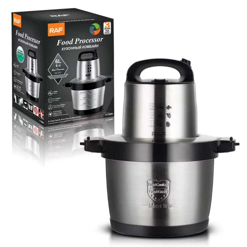 Procesador De Alimentos 1000W 6L Con Cuchillas De 4 Hojas Y Bajo Ruido. 110V/60 Hz Mezclador De Alimentos R.97008-110 RAF
