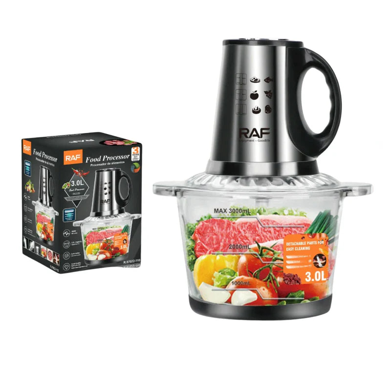 Procesador De Alimentos 300W Con Bowl De Vidrio 3L, Bajo Ruido 110V/60 Hz. Mezclador De Alimentos R.97022-110