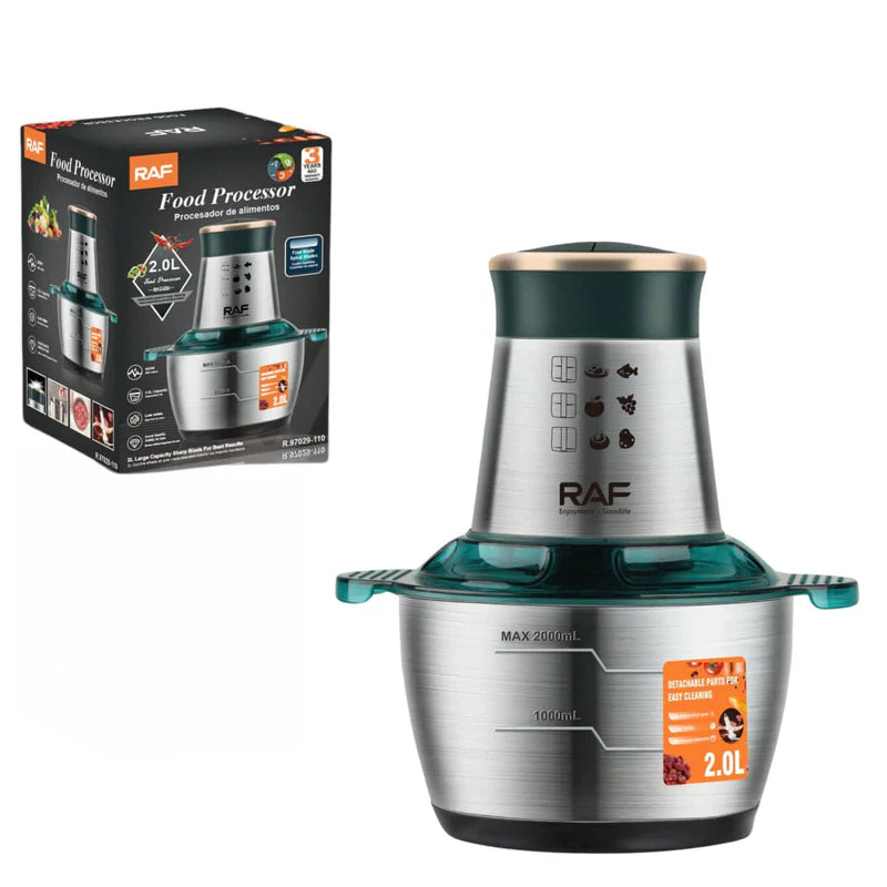 Procesador De Alimentos 400W 2L Con Cuchillas En Espiral, Bajo Ruido. 110V/60 Hz. Mezclador De Alimentos R.97029-110 RAF