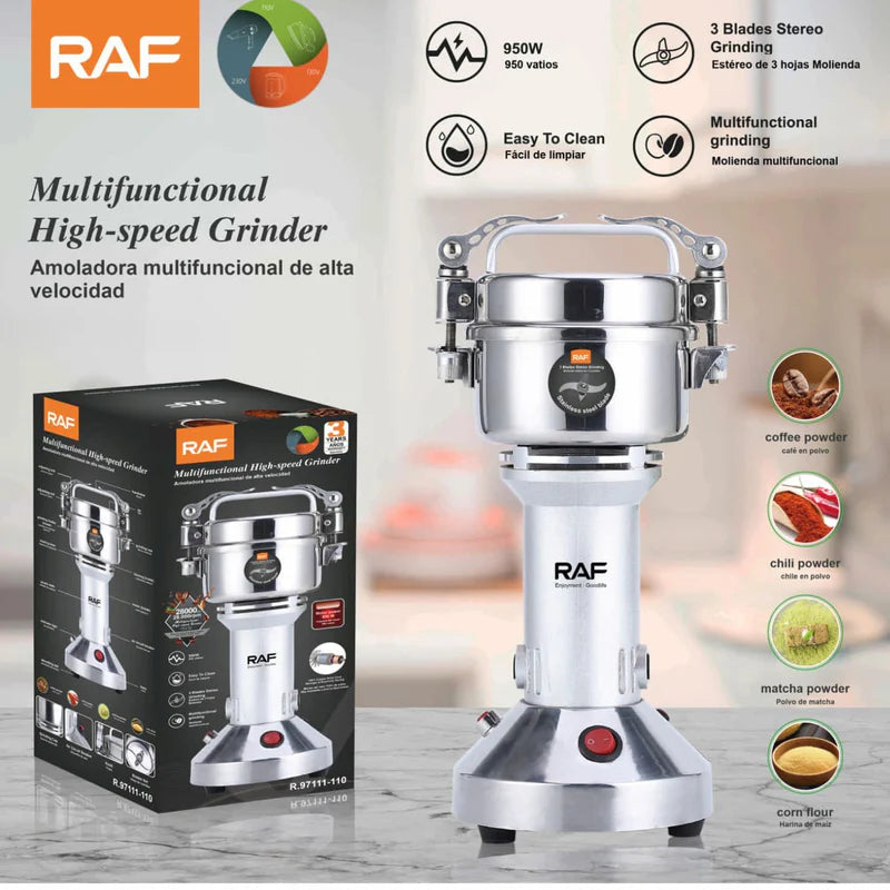 Molino Multifuncional 950W Para Café, Maíz, Granos Y Más. Alta Velocidad 110V/60 Hz. Moledor. R.97111-110 RAF