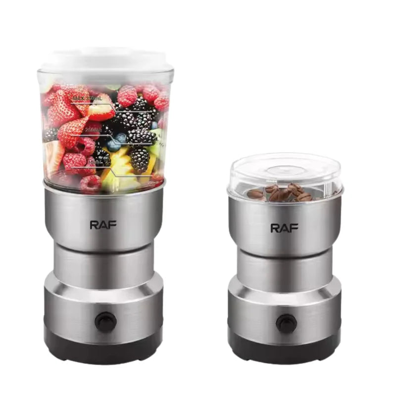 Licuadora De Zumo 2 En 1 300W Inoxidable Y Molinillo Eléctrico Para Especias Y Café 110V/60 Hz. Blender Grinder R.97126-110 RAF