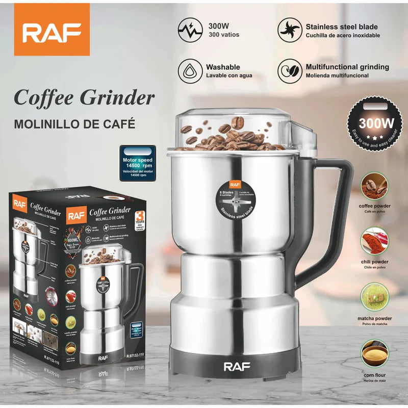 Molinillo De Café 300W Con Cuchilla Inoxidable Y Molienda Multifuncional 110V/60 Hz. Moledor. R.97132-110 RAF
