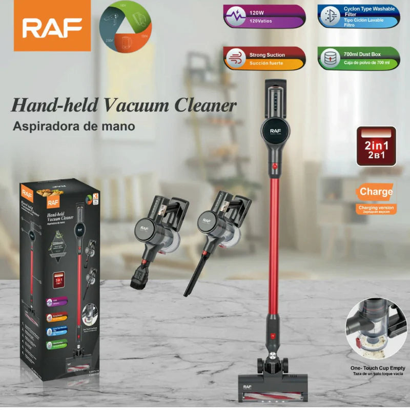 Aspiradora De Mano Inalámbrica 2 En 1 120W Con Filtro Lavable Y Caja De Polvo 700Ml 110V/60 Hz. R.98675-110 RAF