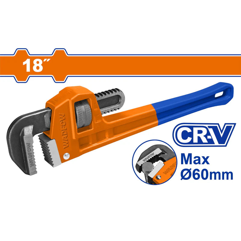 Llave De Tubo Forjada 18" Cr-V Diámetro 60Mm Remache Sólido Forjado WPW8118 WADFOW