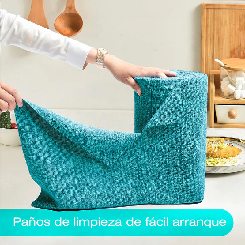 Paños De Microfibra Rollo De 50 Unidades Toallas 12”X12” (30X30cm). Trapos Super Absorbentes - Reutilizables CLE4001T CARBONE