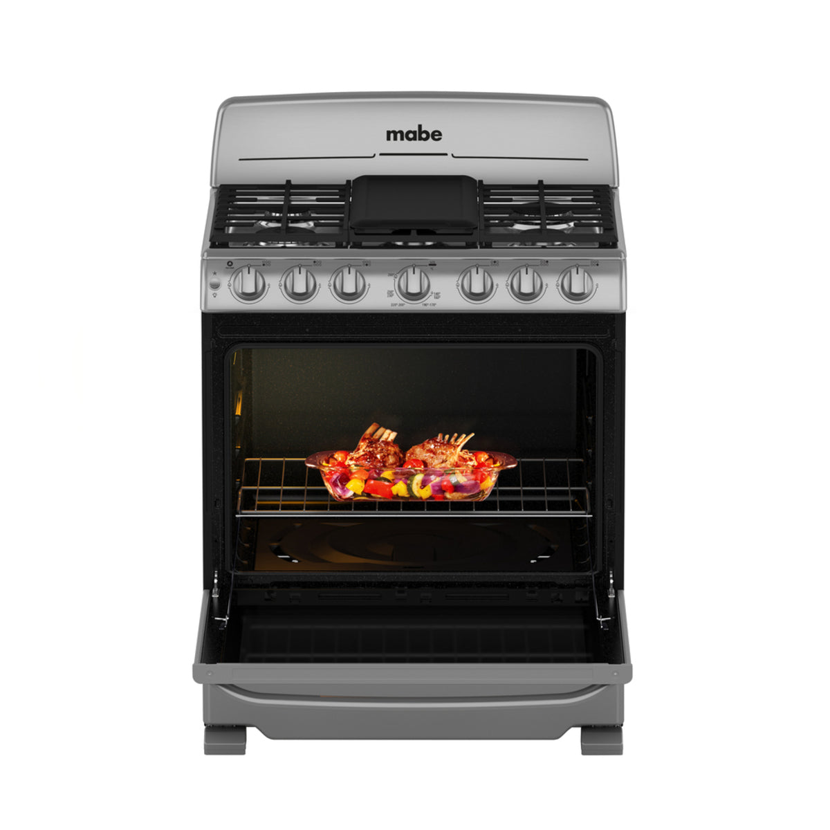 Estufa con Horno 30" 6 Quemadores a Gas en Acero Inoxidable Mabe EM7659BFIX2