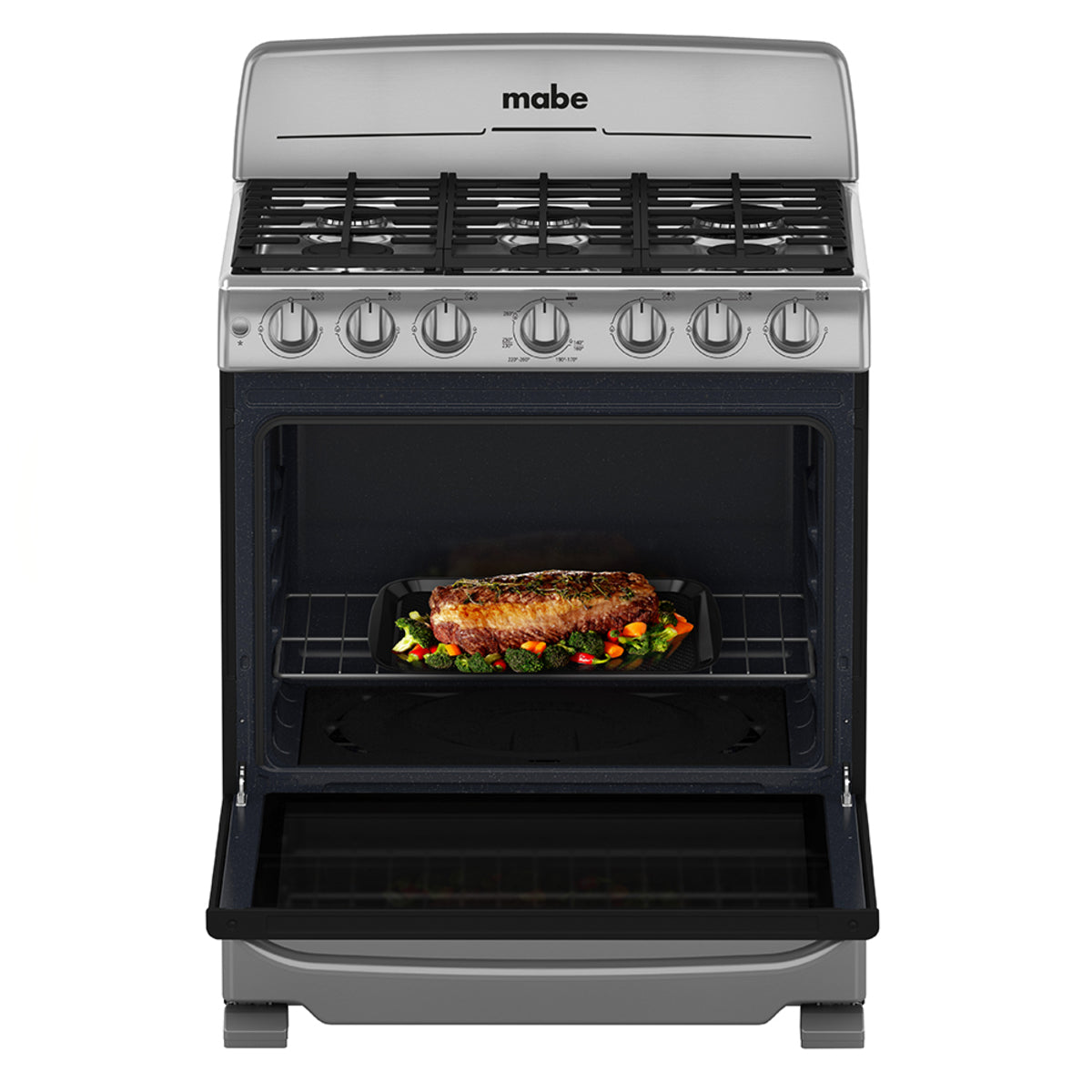Estufa con Horno 30" 6 Quemadores a Gas en Acero Inoxidable Mabe CEM7641BSIS2