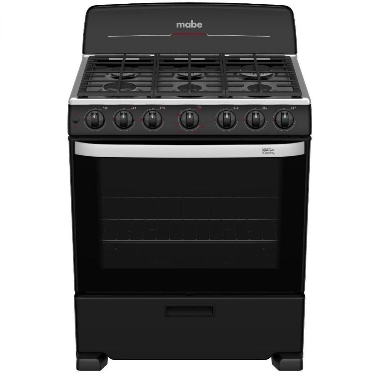 Estufa con Horno 30" 6 Quemadores a Gas en Negro Mabe EM7651BFIN0