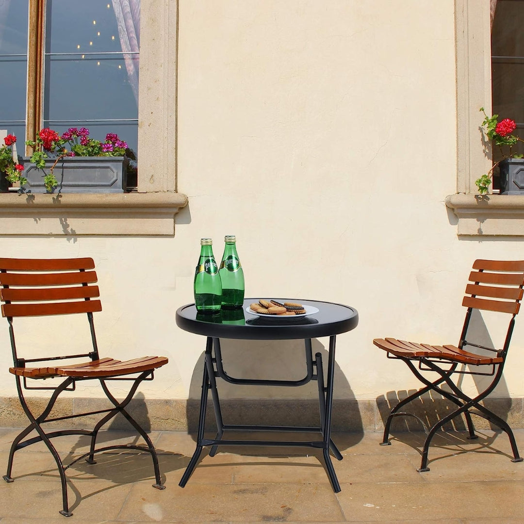 Mesa Plegable Redondo de Metal & Vidrio Templado de 60cm, 70cm & 80cm Selecto