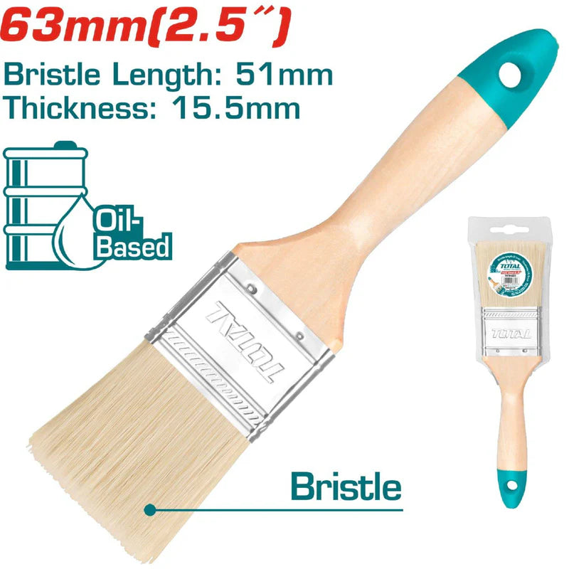 Brocha De 2 1/2" (63 Mm) . Largo 51 Mm Grueso Del Pelo 15.5 Mm . Mango De Madera Total THT84251 TOTAL