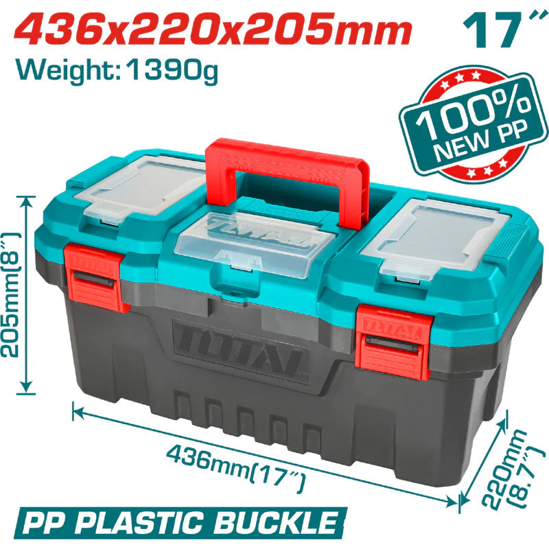 Caja De Herramientas De PP, 436Mm (17") *220Mm(8.7")*205Mm(8") TPBX0171 TOTAL