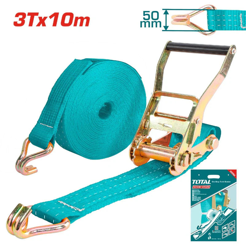 Correas De Amarre De Ratchet 50Mm X 10 Metros De Largo. Carga Max 3 Ton. Total THTRS3101 TOTAL