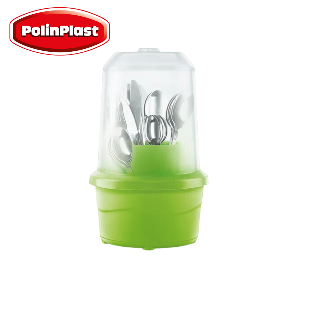 Porta Cubiertos con Tapa de 6 Compartimientos de Plástico PolinPlast 175-004 POLINPLAST