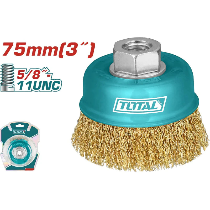 Disco De Alambre 3" Con Rosca 5/8" 11 UNC. Diámetro Alambre 0.3 Mm. Total UTAC31031 TOTAL