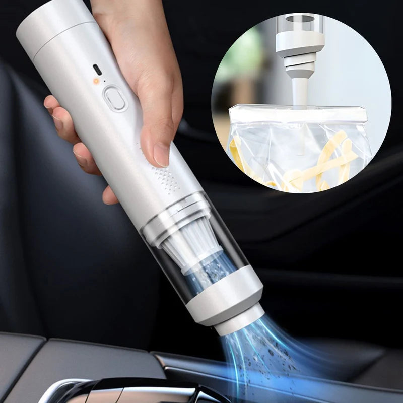 Aspiradora Inalámbrica Portátil 200W 19000PA 3 En 1 Con Modo Soplar, Aspirar E Inflar Con Motor Sin Escobillas Y Carga Tipo-C. Color Blanca. LT141