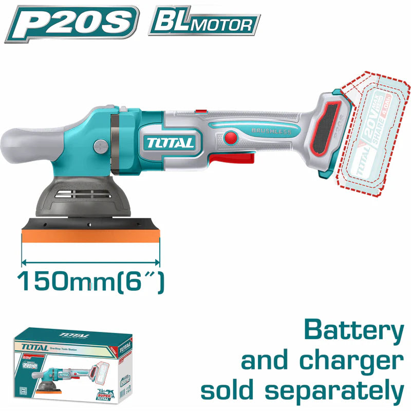 Pulidora De Carro De 150 Mm 20V. Inalámbrica. 2000 – 4500Rpm. No Incluye Batería Ni Cargador. Total TAPLI2015