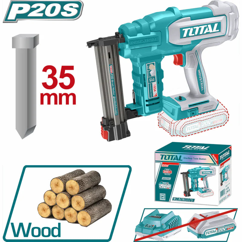 Clavadora De Madera Inalámbrica 20V Tipo F15~F35 Capacidad De 105Pzs. No Incluye Batería Ni Cargador. Total TCBNLI2005 TOTAL
