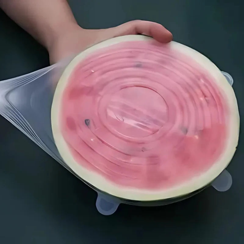 Fundas De Silicona Reutilizables Para Alimentos Tapas Elásticas Grado Alimenticio. Set De 6 Piezas. Tapas De Silicona De Cocina UN-A070