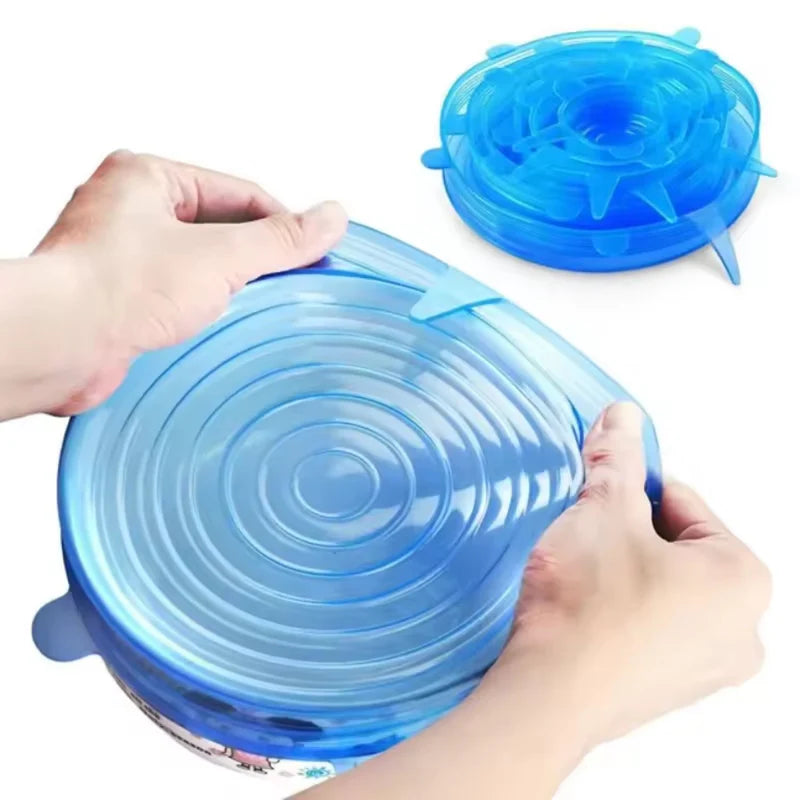 Fundas De Silicona Reutilizables Para Alimentos Tapas Elásticas Grado Alimenticio. Set De 6 Piezas. Tapas De Silicona De Cocina UN-A070 Selecto
