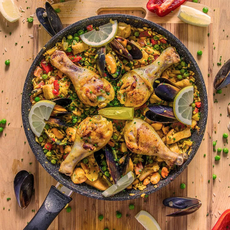 Sartén Antiadherente De 28Cm (11”) Aluminio Forjado Con Recubrimiento De MARMOL II Cocina Saludable. Libre De Teflón. Amigable Con El Ambiente. UN-A074 Selecto