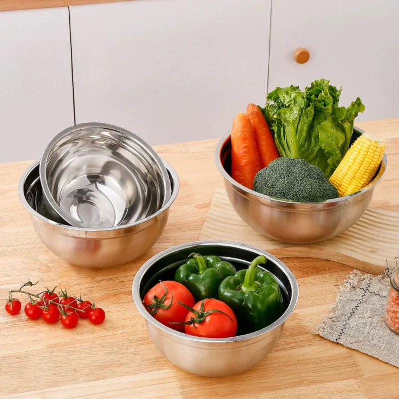 Tazones Bowl De Acero Inoxidable Con Tapa. Multifuncionales Colores Surtidos. (Set De 5Piezas) Tamaños 18-26Cm Bowl De Cocina. Base Antideslizante UN-A077