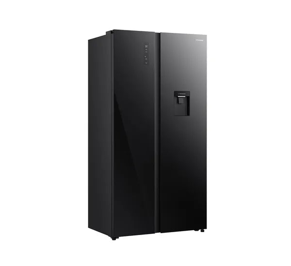 Refrigeradora Side By Side 19p3 Inverter con Dispensador de Agua de Vidrio Negro Hisense RS3P558NM1B