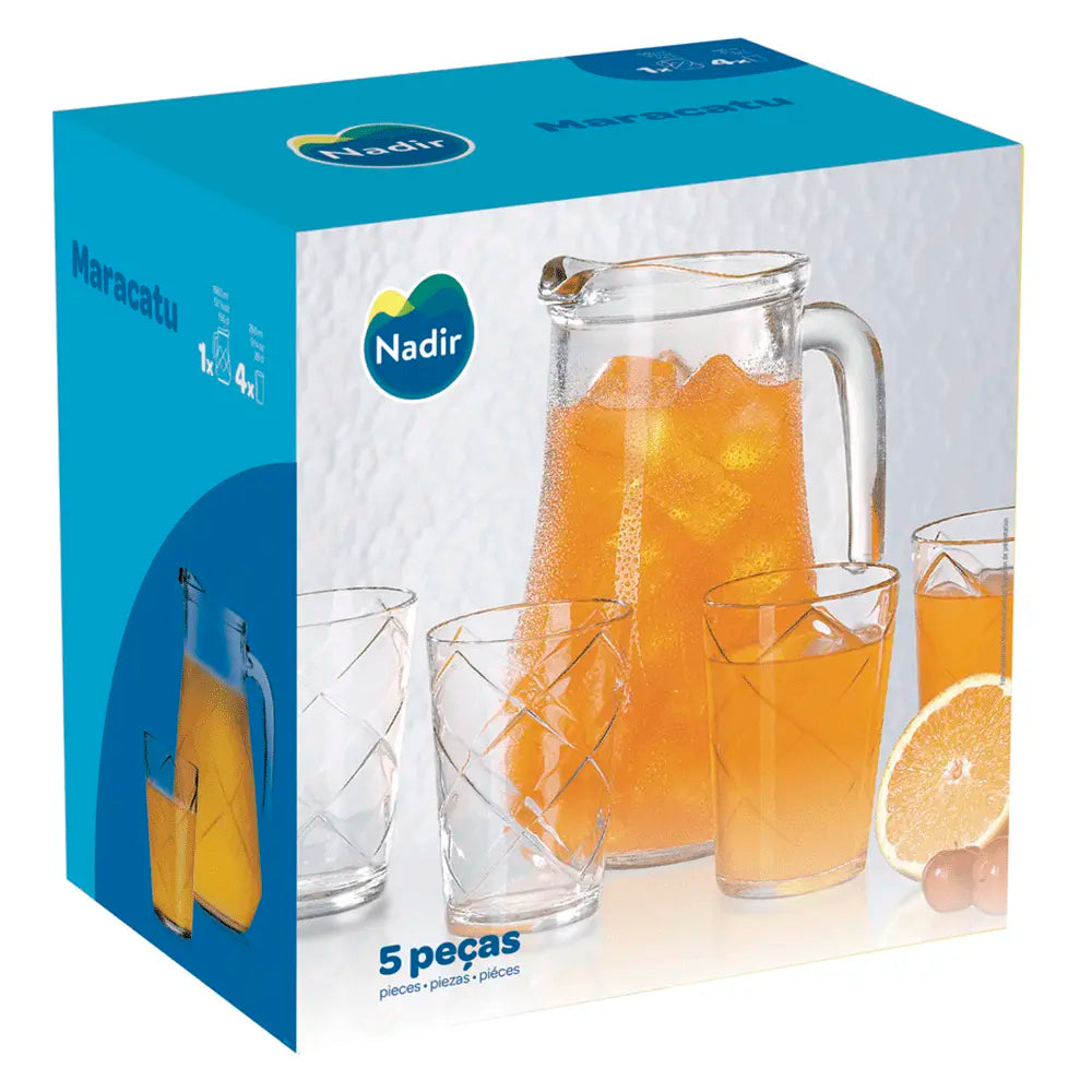 Set de Jarra 1/2oz + 4 Vasos 9oz de Vidrio Nadir 13180200785733 Nadir