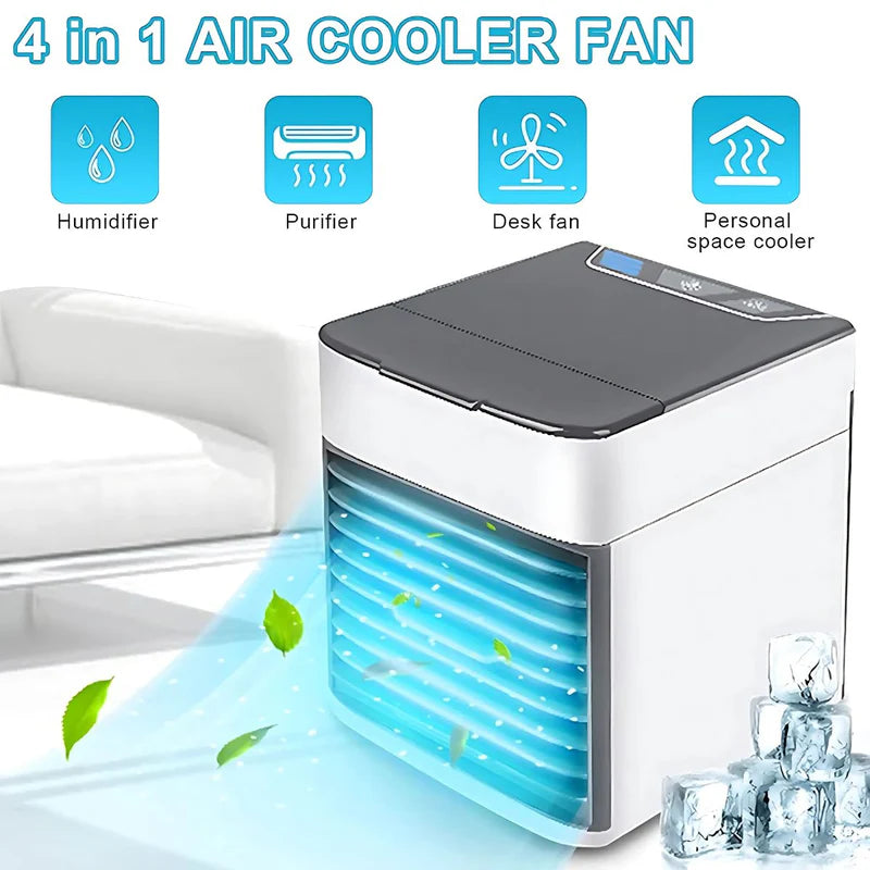 Abanico Acondicionador De Aire Con Agua Portátil. 3 Velocidades. Carga USB. 300Ml. AB145