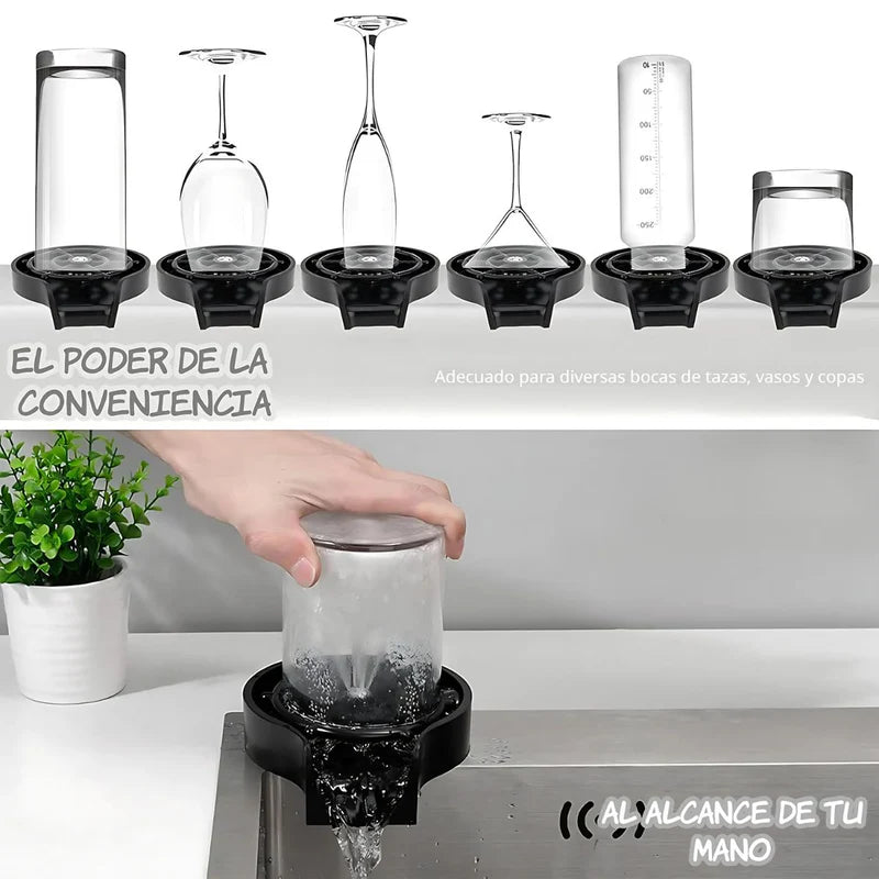 Enjuagador Automático Para Vasos Y Copas. Limpia Copas Para Fregadero. Lavadora De Vasos A Presión Con 5 Boquillas. AB1575 Selecto