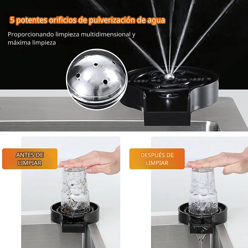 Enjuagador Automático Para Vasos Y Copas. Limpia Copas Para Fregadero. Lavadora De Vasos A Presión Con 5 Boquillas. AB1575 Selecto