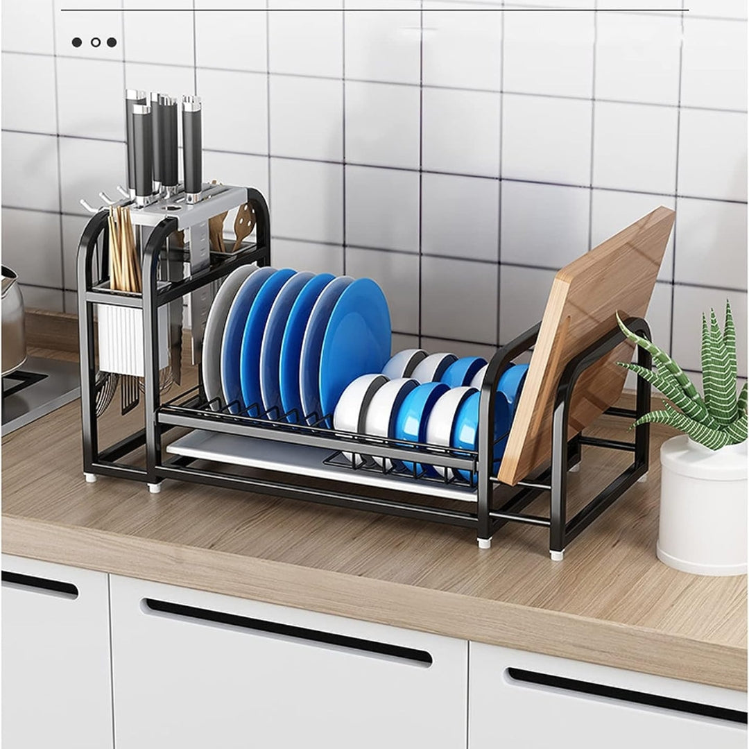 Escurridor para Platos, Cuchillos & Cubiertos de Metal Negro 34860-27