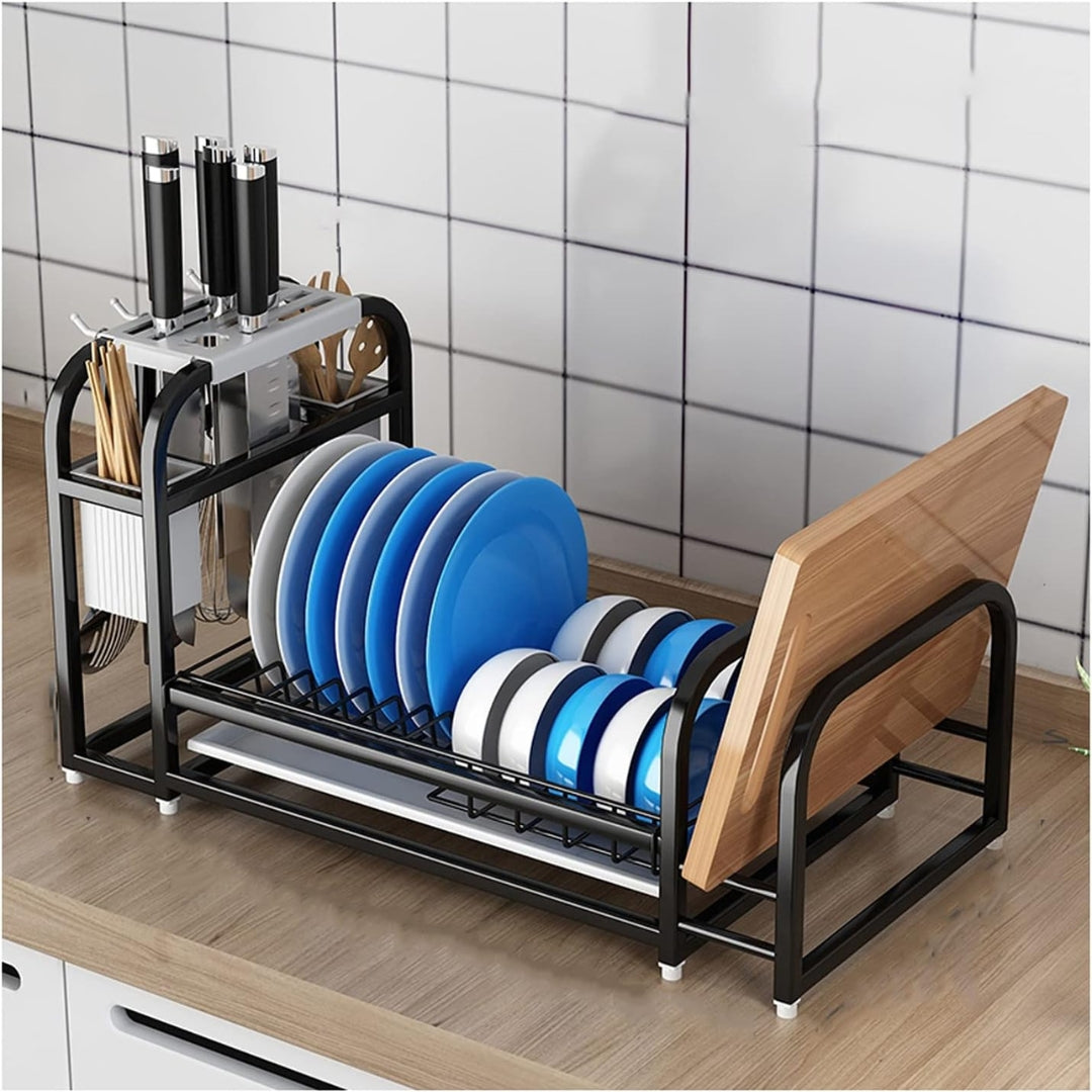 Escurridor para Platos, Cuchillos & Cubiertos de Metal Negro 34860-27