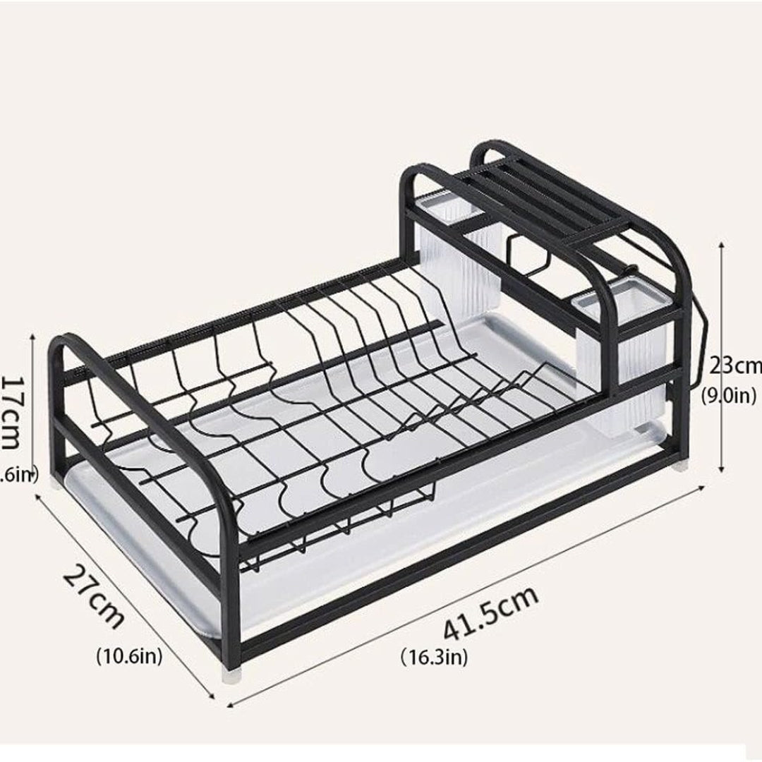 Escurridor para Platos, Cuchillos & Cubiertos de Metal Negro 34860-27
