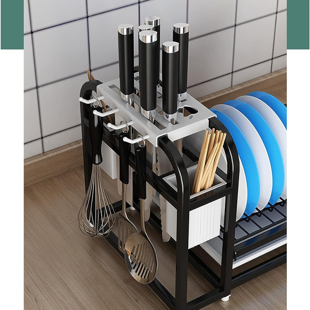 Escurridor para Platos, Cuchillos & Cubiertos de Metal Negro 34860-27