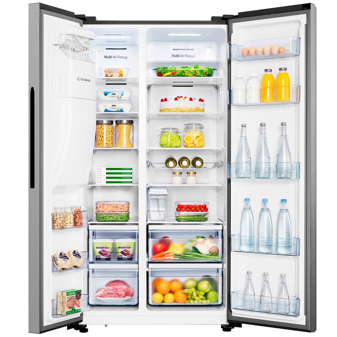 Refrigeradora Hisense Side by Side 19P3 | Inverter | Auto Ice Maker | Dispensador de Agua | Gris | RS19W6WSN HISENSE