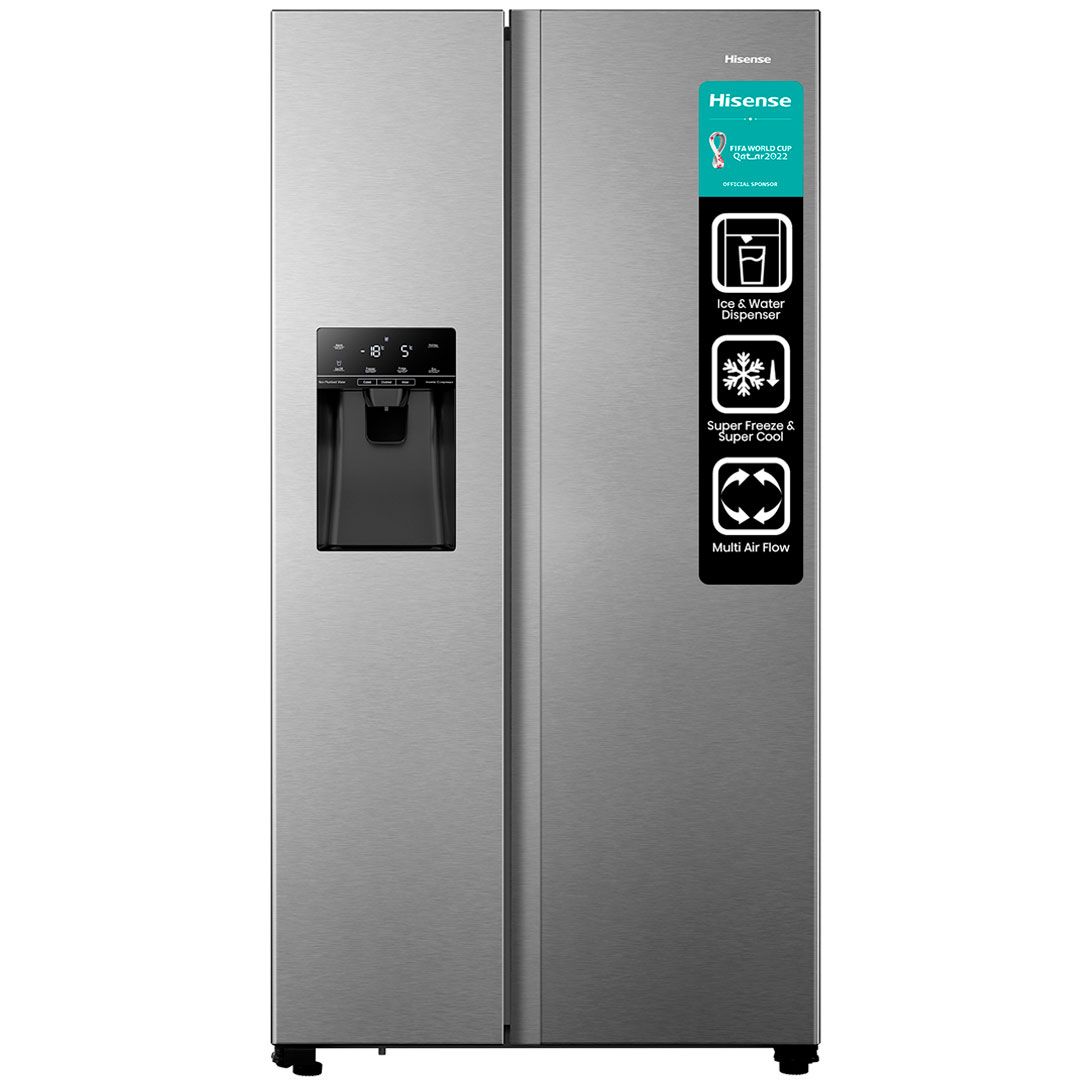 Refrigeradora Hisense Side by Side 19P3 | Inverter | Auto Ice Maker | Dispensador de Agua | Gris | RS19W6WSN HISENSE