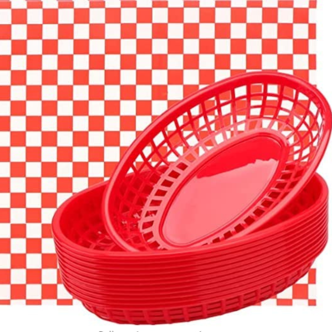 Cesta Ovalada Plástica 4*22*14cm Roja & Negra