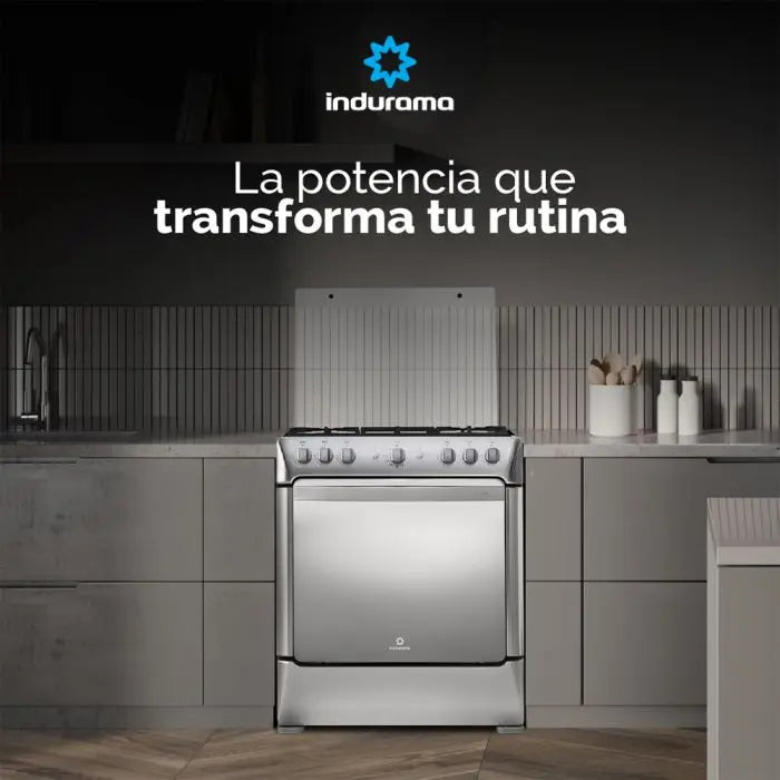 Estufa con Horno a Gas Indurama Parma Zafiro 30” 6 Quemadores – Croma