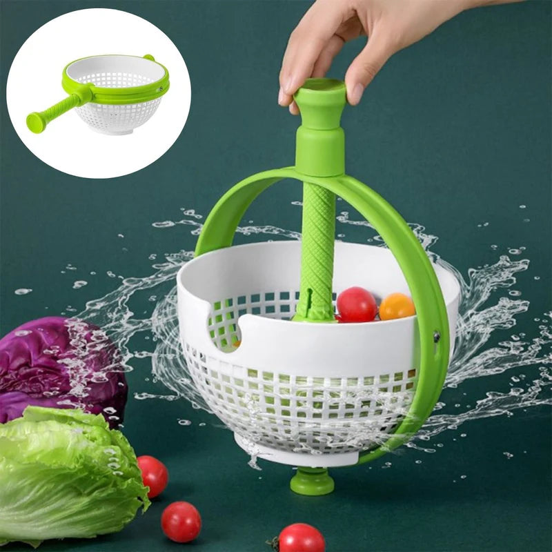 Centrifugador De Verduras Y Frutas Con Giro Manual Y Canasta Desmontable. Secador De Ensaladas Lechuga Y Vegetales. Escurridor Giratorio. Colador. AB1504