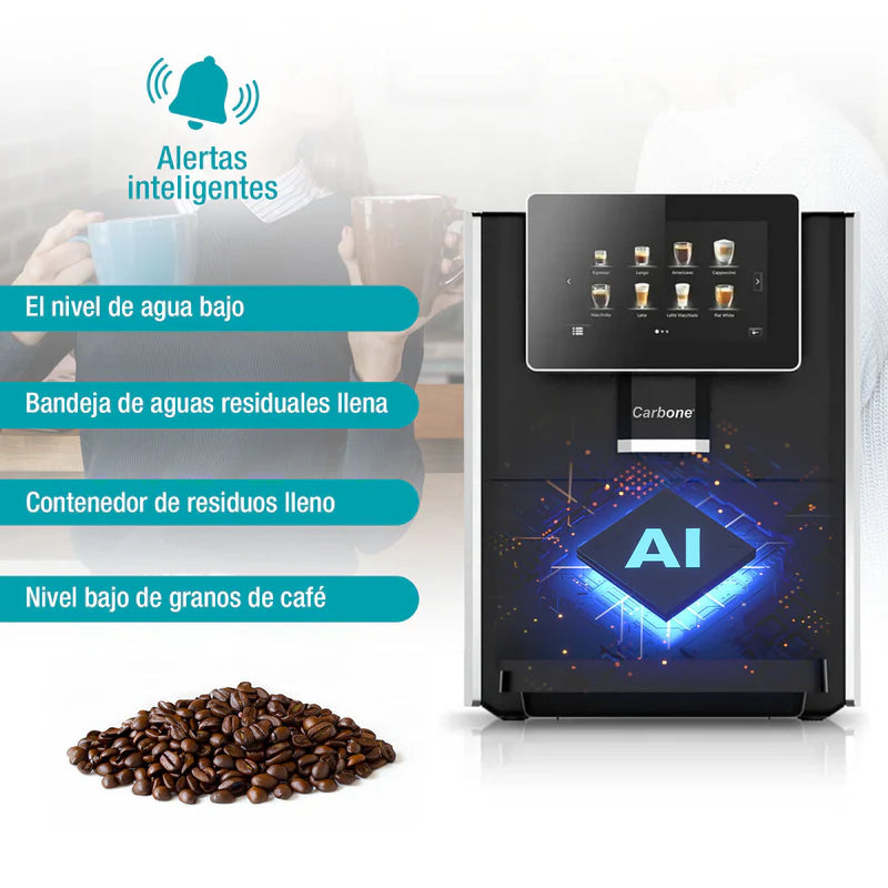Máquina De Cafe Automática Granos Y Polvo 19 Bar Pantalla Táctil 7" Contenedor De Leche Expreso Capuchino Latte Machiato CML001 CARBONE