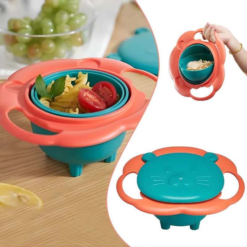 Tazón Infantil Antiderrames. Plato Giratorio 360° Con Tapa. Bowl Antivuelco Para Bebes Y Niños. LT029 Selecto