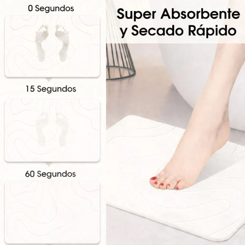 Alfombra De Baño De Diatomeas Super Absorbente Antideslizante. Tapete Baño De Secado Rápido. Color Blanco 60X39cm TU030W Selecto