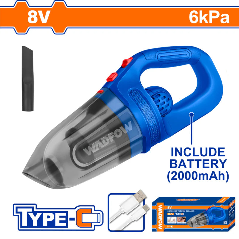 Aspiradora Inálámbrica Portátil 8V Capac 0.45L ?6 Kpa Batería No Extraíble. Cargador USB-C WLV0801 WADFOW