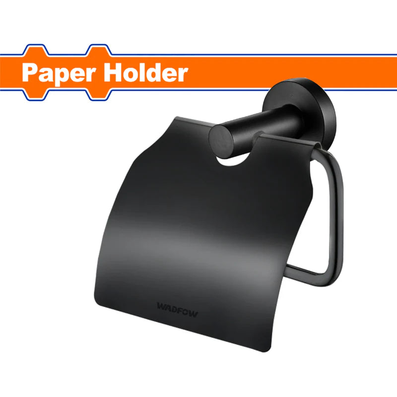 Soporte Para Papel Higiénico Con Tapa Pared Para Baño. Negro. Aleación. Incluye Tornillos. Set. Portapapel Wadfow WZG1512
