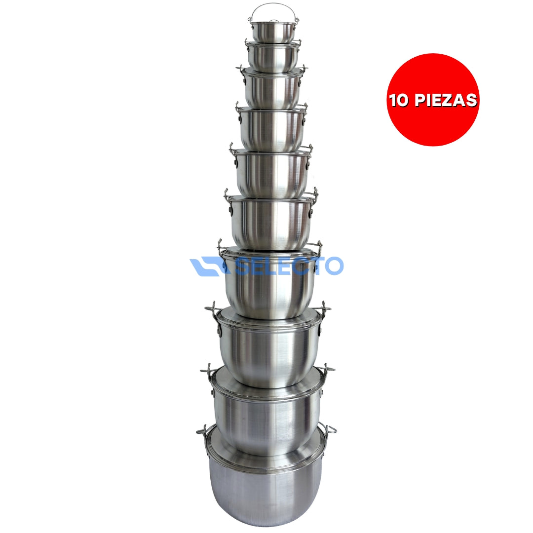 Set de Ollas de Aluminio de 10 Piezas 12-30 India INDIA