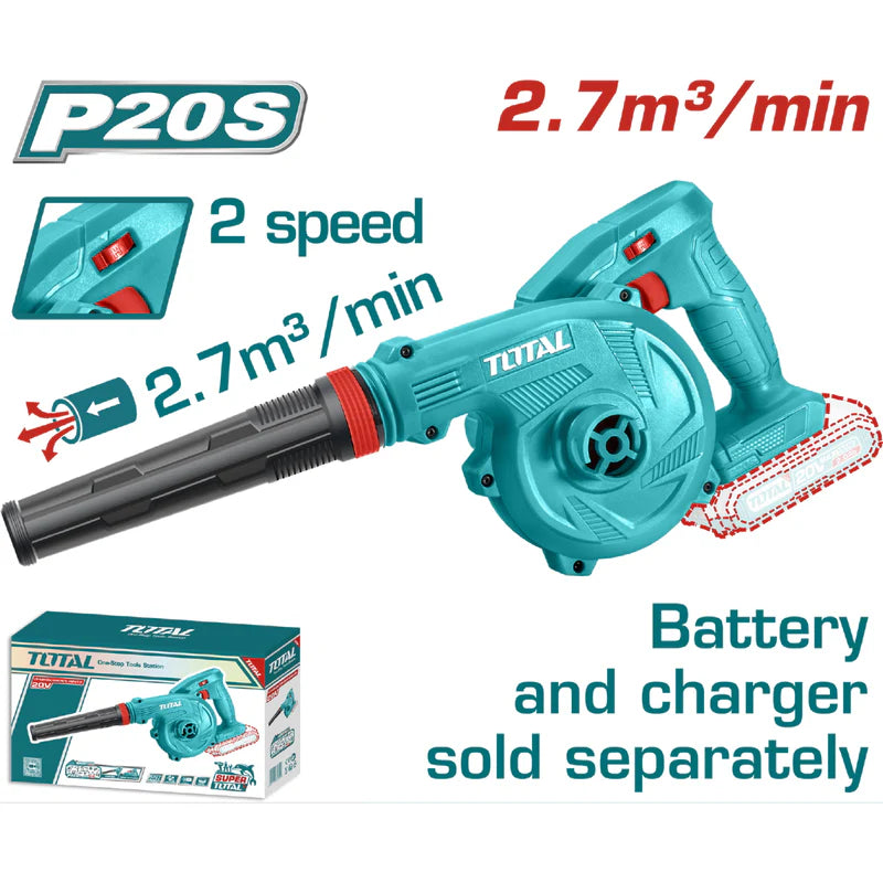 Soplador Total Inalámbrico 20V. No Incluye Batería Ni Cargador. Batería Litio. 18000 Rpm. TABLI20018 TOTAL
