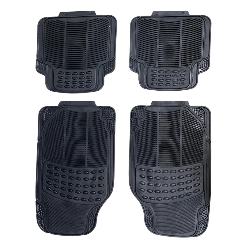 Alfombras Para Auto Universal PVC (Set De 4) Con Base Antideslizante De Goma. Tapetes Para Protección Interior De Vehículo. Color Negro CAR-X001